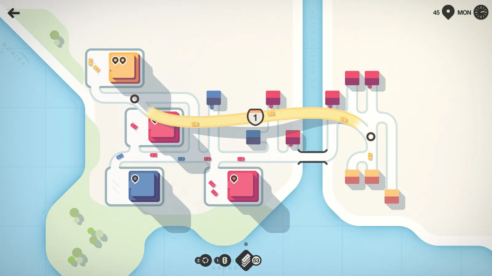 Mini Motorways — logistics, transportation gameplay screenshot