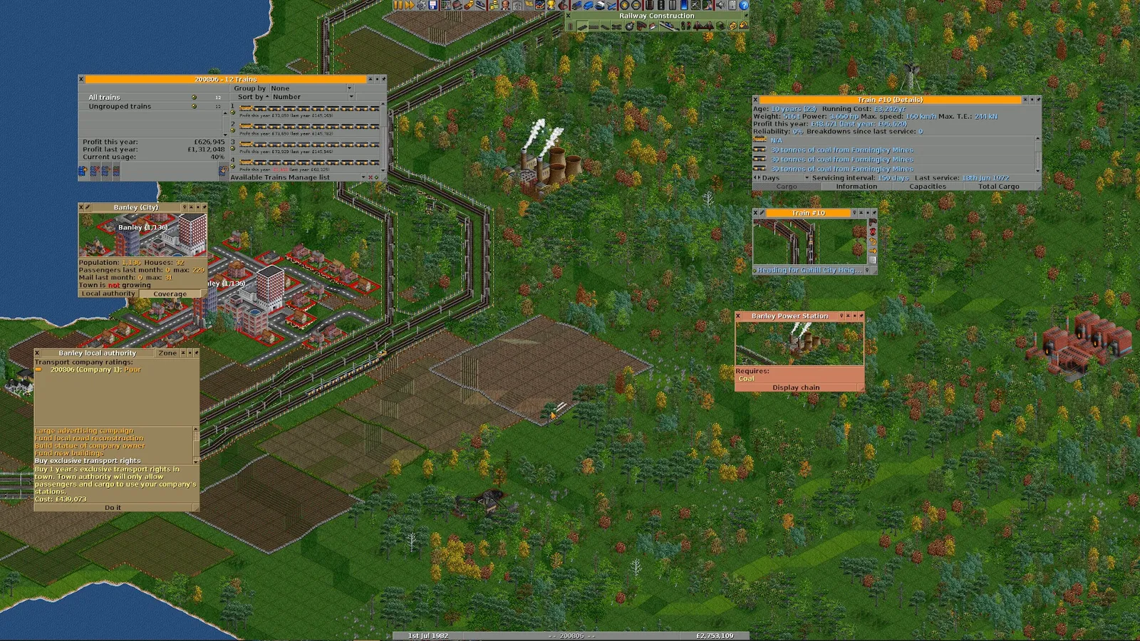 OpenTTD — logistics, transportation gameplay screenshot 7
